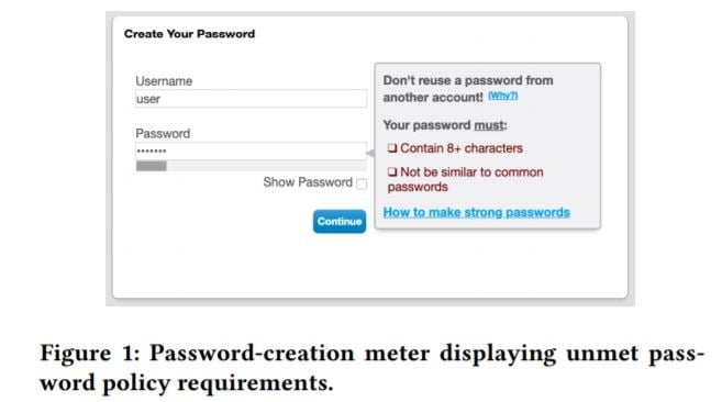 Minimum requirements when creating a password for your account